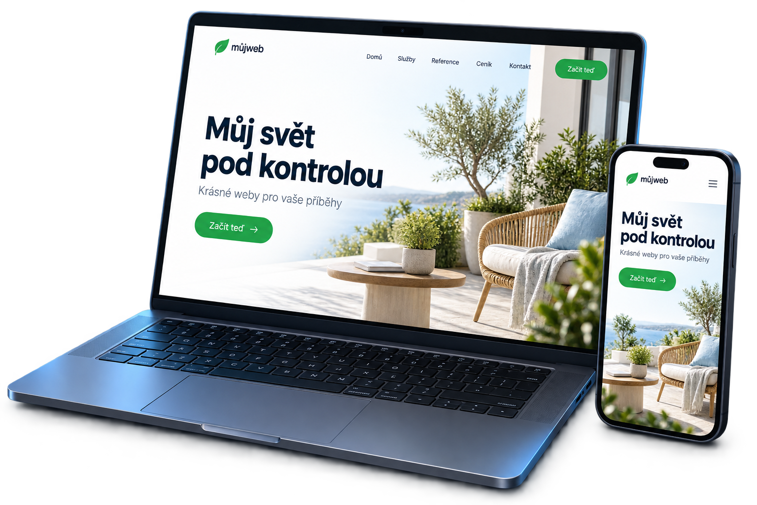 Ukážka rovnakého webu na notebooku a mobilnom telefóne