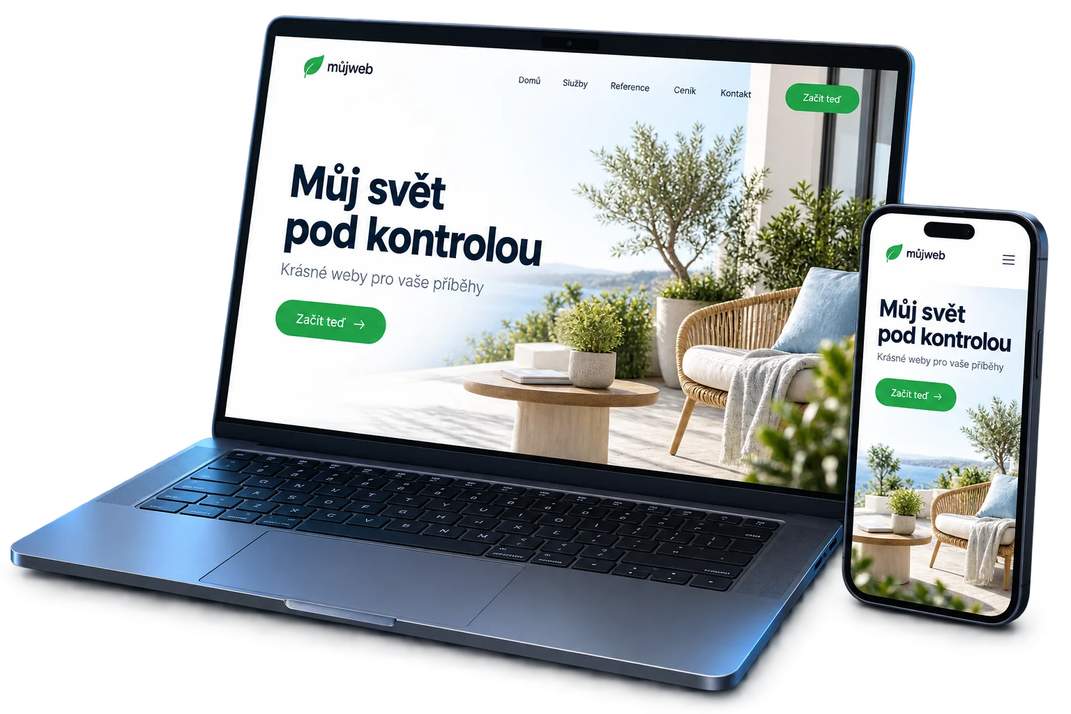 Ukážka rovnakého webu na notebooku a mobilnom telefóne